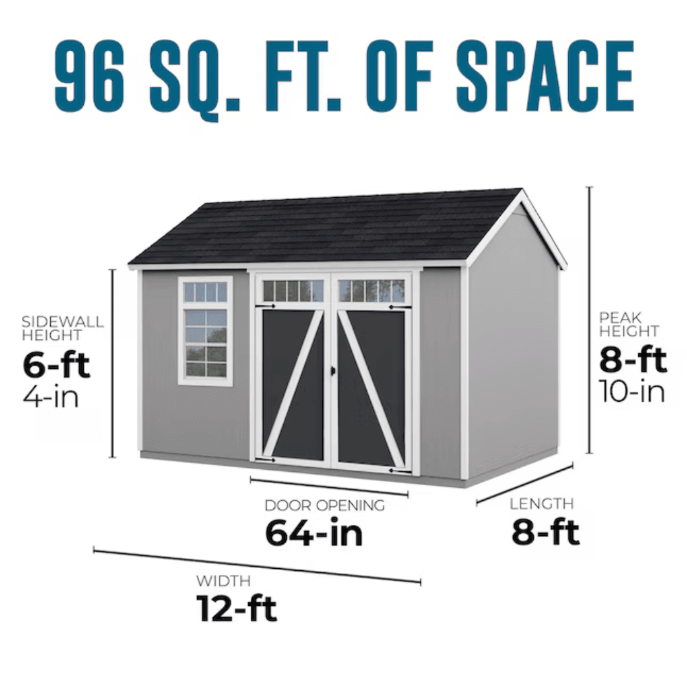Heartland Coronado 12-ft x 8-ft Gable Style Wood Outdoor Storage Shed with Windows