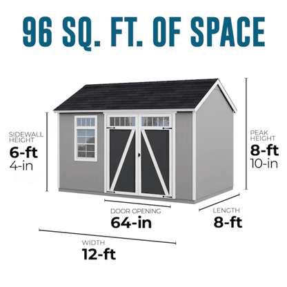 Heartland Coronado 12-ft x 8-ft Gable Style Wood Outdoor Storage Shed with Windows