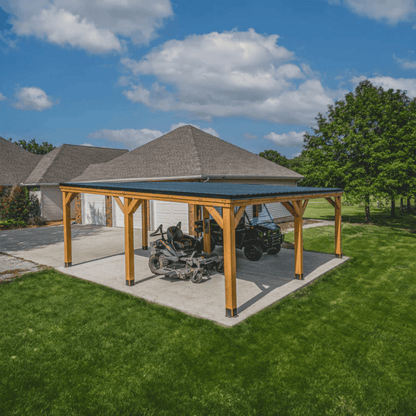 Backyard Discovery Kingsport Cedar Wood Carport with Steel Roof