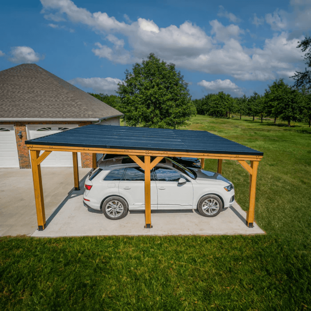 Backyard Discovery Kingsport Cedar Wood Carport with Steel Roof