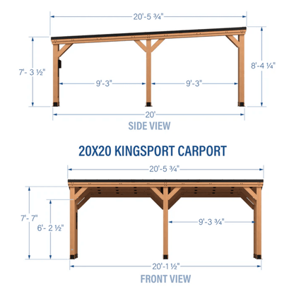 Backyard Discovery Kingsport Cedar Wood Carport with Steel Roof