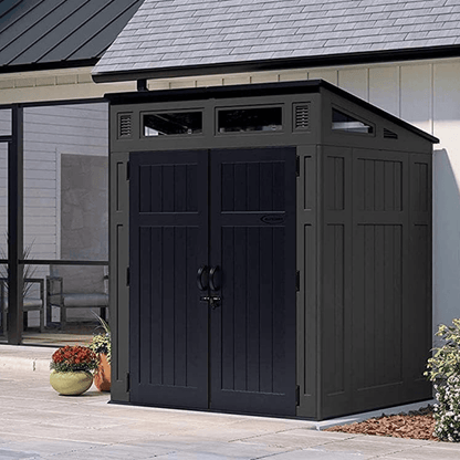 Suncast Modernist 6 ft. x 5 ft. Resin Vertical Pent Storage Shed with Floor Kit