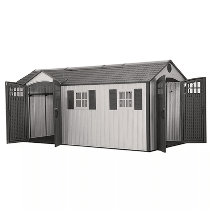 Lifetime 8′ x 17.5′ Outdoor Storage Shed Dual Entry, Tan
