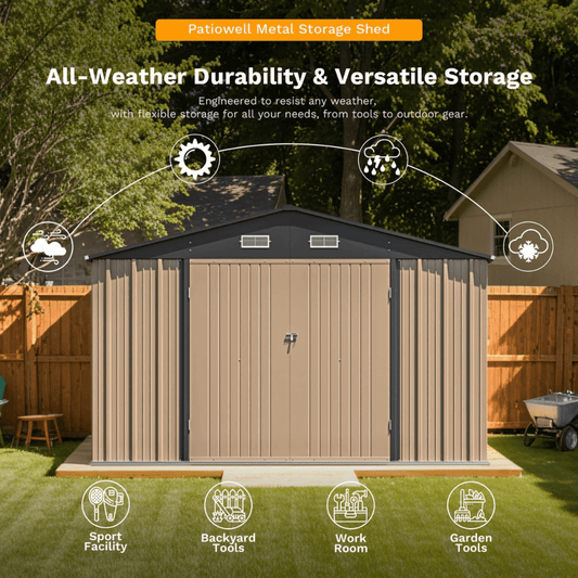 10 ft. W x 12 ft. D Size Upgrade Metal Storage Shed 119 sq. ft.