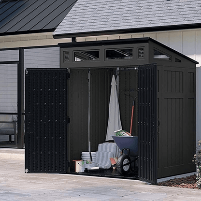 Suncast Modernist 6 ft. x 5 ft. Resin Vertical Pent Storage Shed with Floor Kit