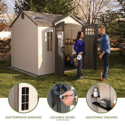 Lifetime 10 Ft. x 8 Ft. High-Density Polyethylene (Plastic) Outdoor Storage Shed with Steel-Reinforced Construction