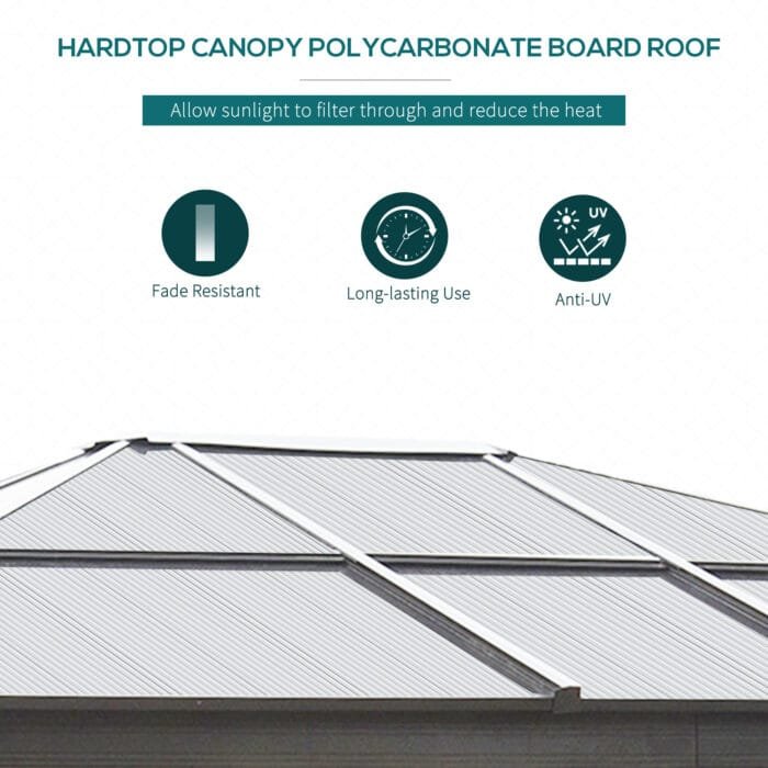 Outsunny 12′ x 10′ Aluminum Patio Gazebo Canopy w/ Polycarbonate Hardtop Roof