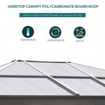Outsunny 12′ x 10′ Aluminum Patio Gazebo Canopy w/ Polycarbonate Hardtop Roof