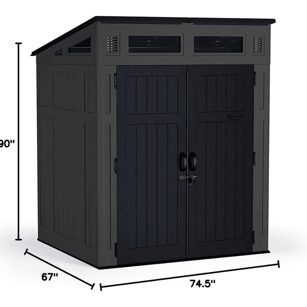 Suncast Modernist 6 ft. x 5 ft. Resin Vertical Pent Storage Shed with Floor Kit