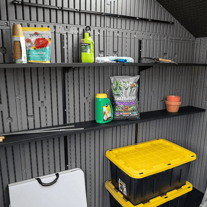Lifetime 15′ x 8′ Dual Entry Outdoor Storage Shed, Gray