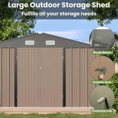 10 ft. W x 10 ft. D Outdoor Metal Storage Shed in Gray (100 sq. ft.)