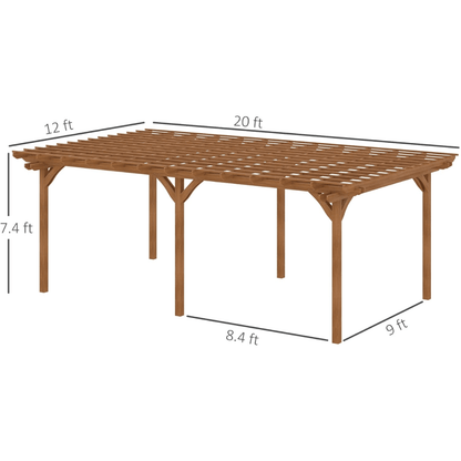 Outsunny 12′ x 20′ DIY Deck Outdoor Wood Pergola