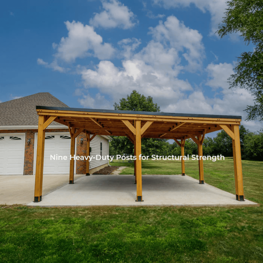 Backyard Discovery Kingsport Cedar Wood Carport with Steel Roof