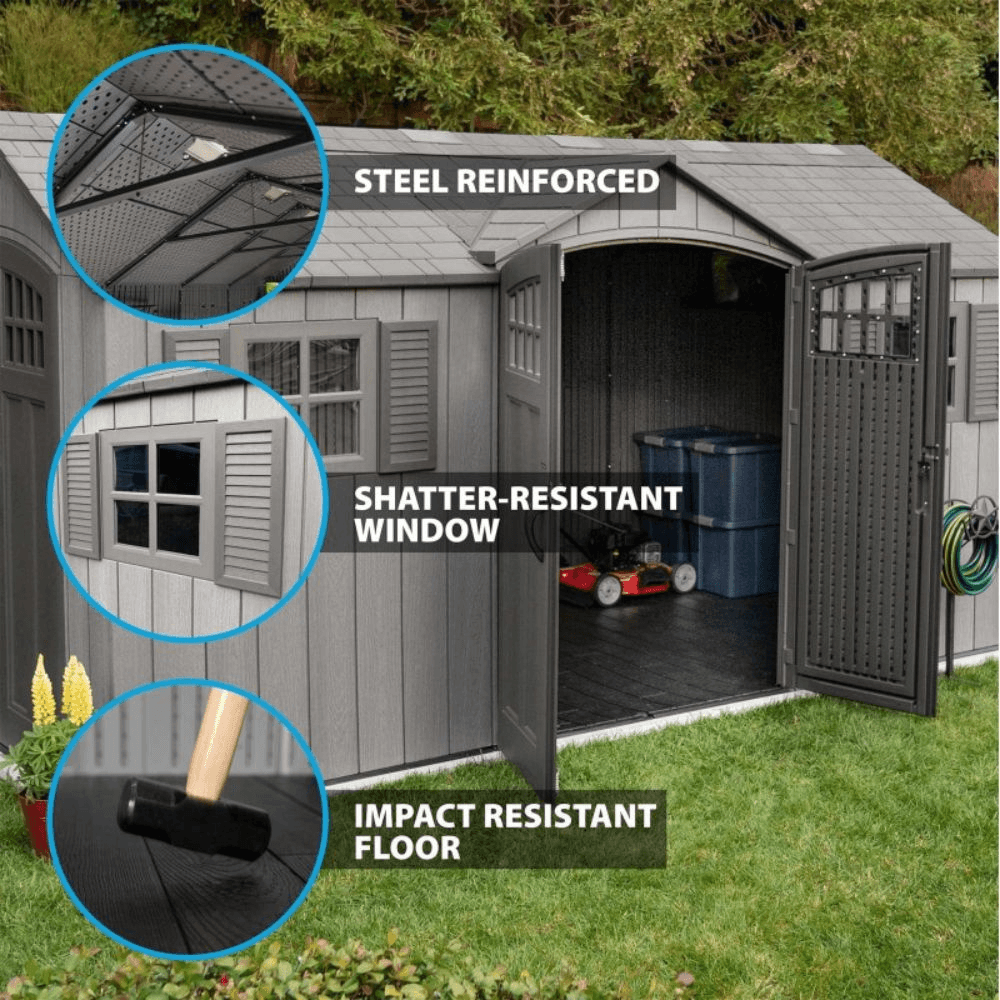 Lifetime 15×8 Rough Cut Backyard Storage Shed With Floor (60318)