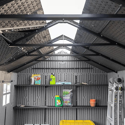 Lifetime 15′ x 8′ Dual Entry Outdoor Storage Shed, Gray