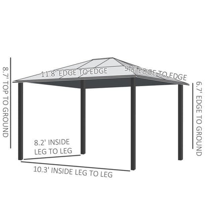 Outsunny 12′ x 10′ Aluminum Patio Gazebo Canopy w/ Polycarbonate Hardtop Roof
