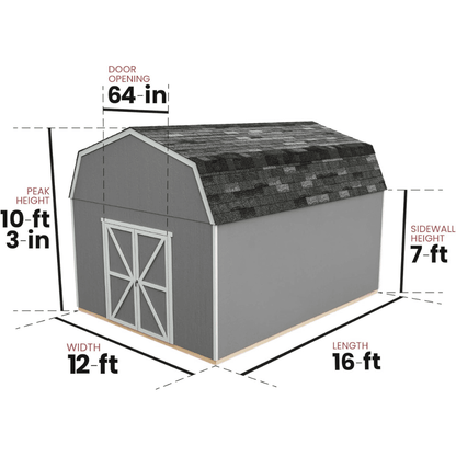 Hudson 12 ft. W x 16 ft. D Wood Storage Shed