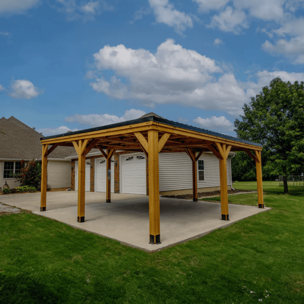 Backyard Discovery Kingsport Cedar Wood Carport with Steel Roof