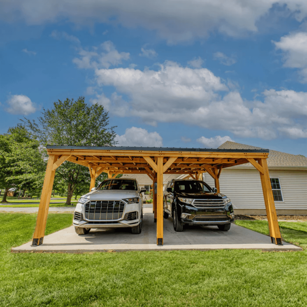 Backyard Discovery Kingsport Cedar Wood Carport with Steel Roof