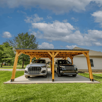 Backyard Discovery Kingsport Cedar Wood Carport with Steel Roof