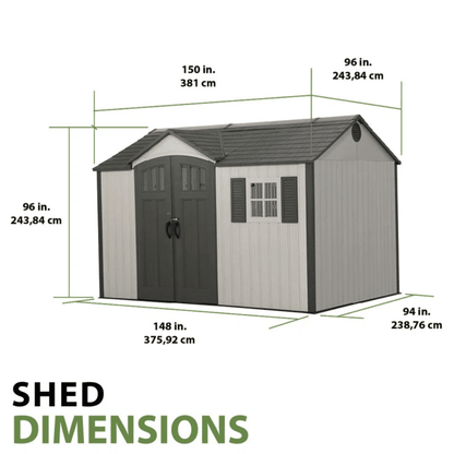 Lifetime 12.5 Ft. x 8 Ft. High-Density Polyethylene (Plastic) Outdoor Storage Shed with Steel-Reinforced Construction