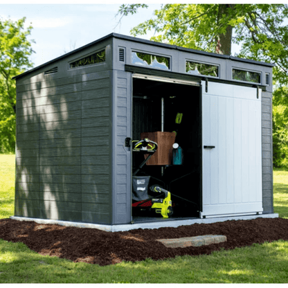 Modernist 10 ft. x 7 ft. Barn Door Storage Shed Suncast