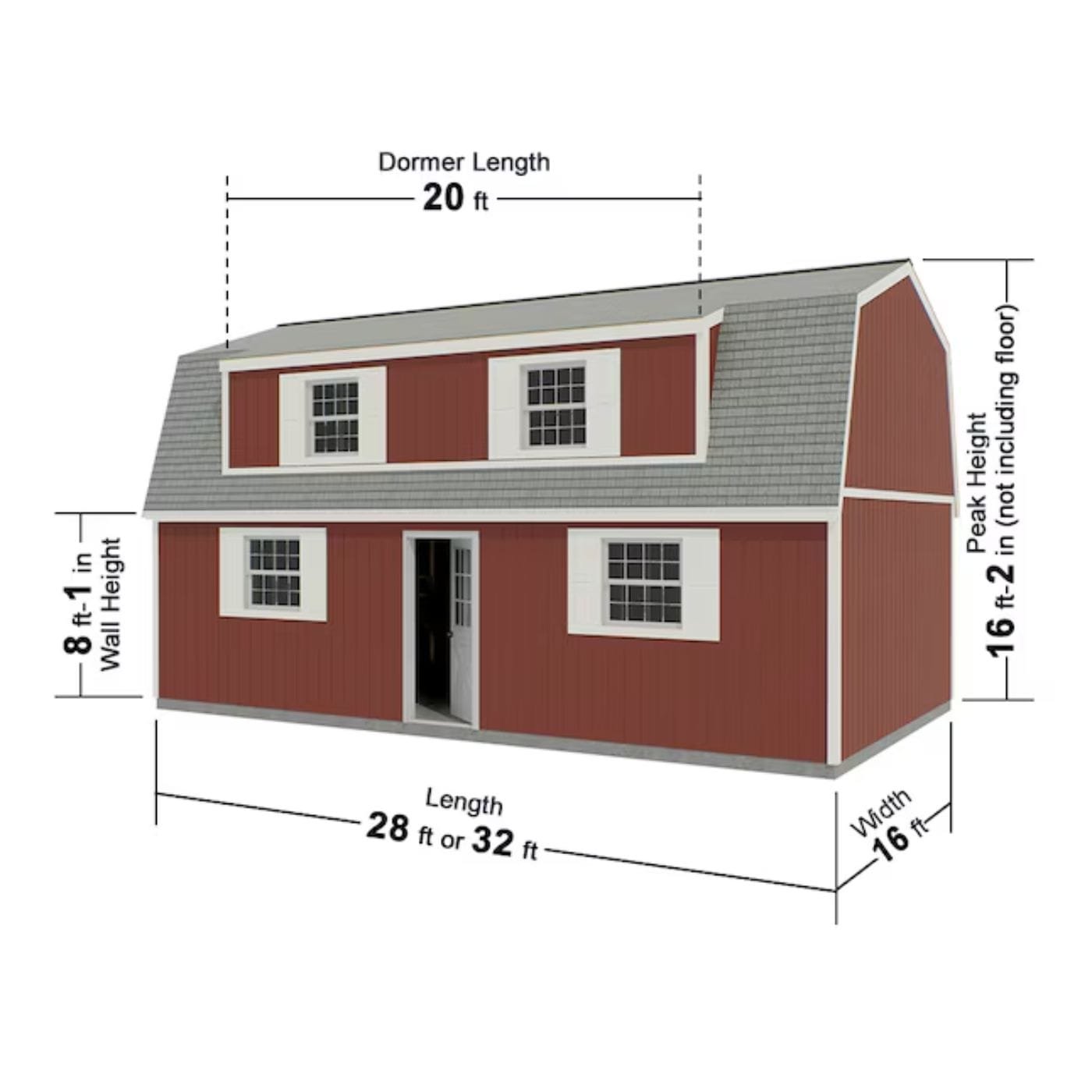 Best Barns Camp Reynolds 16-ft x 32-ft Gambrel Style Wood Outdoor Storage Shed with Windows and Doors