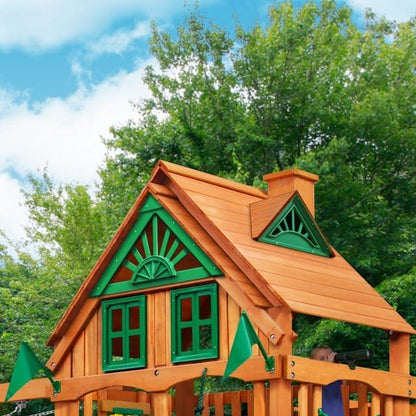 Gorilla Playsets Mountaineer Treehouse Wooden Swing Set with Tube Slide