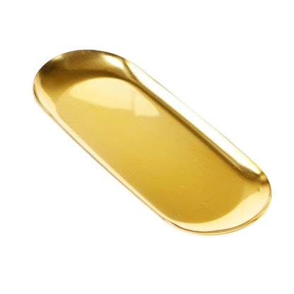 Gravoks Gold Stainless Steel Oval Trinket Tray Jewelry Organizer, 9-inch