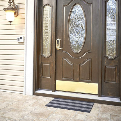 Gravoks Grey Non-Slip Rubber Welcome Doormat, 18 x 30-inch