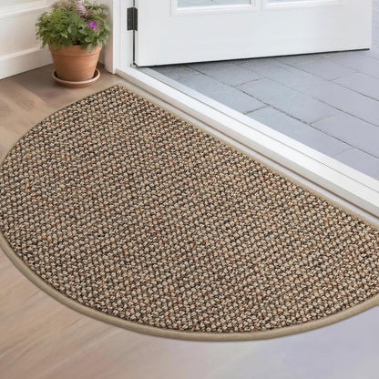 Gravoks Half Round Beige Brown Non-Slip Indoor Entryway Doormat, 19.69 x 31.5-inch