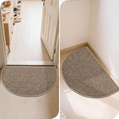 Gravoks Half Round Beige Brown Non-Slip Indoor Entryway Doormat, 19.69 x 31.5-inch