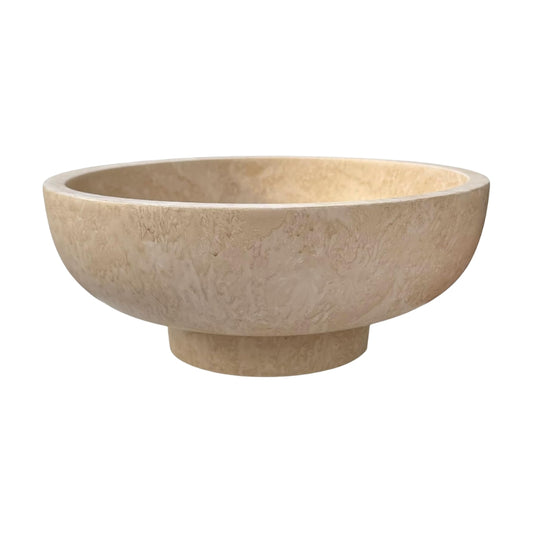 Gravoks Large Beige Resin Pedestal Fruit Bowl for Kitchen Counter