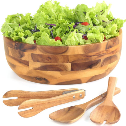 Gravoks Large Acacia Wood Salad Serving Bowl Set, 11-inch