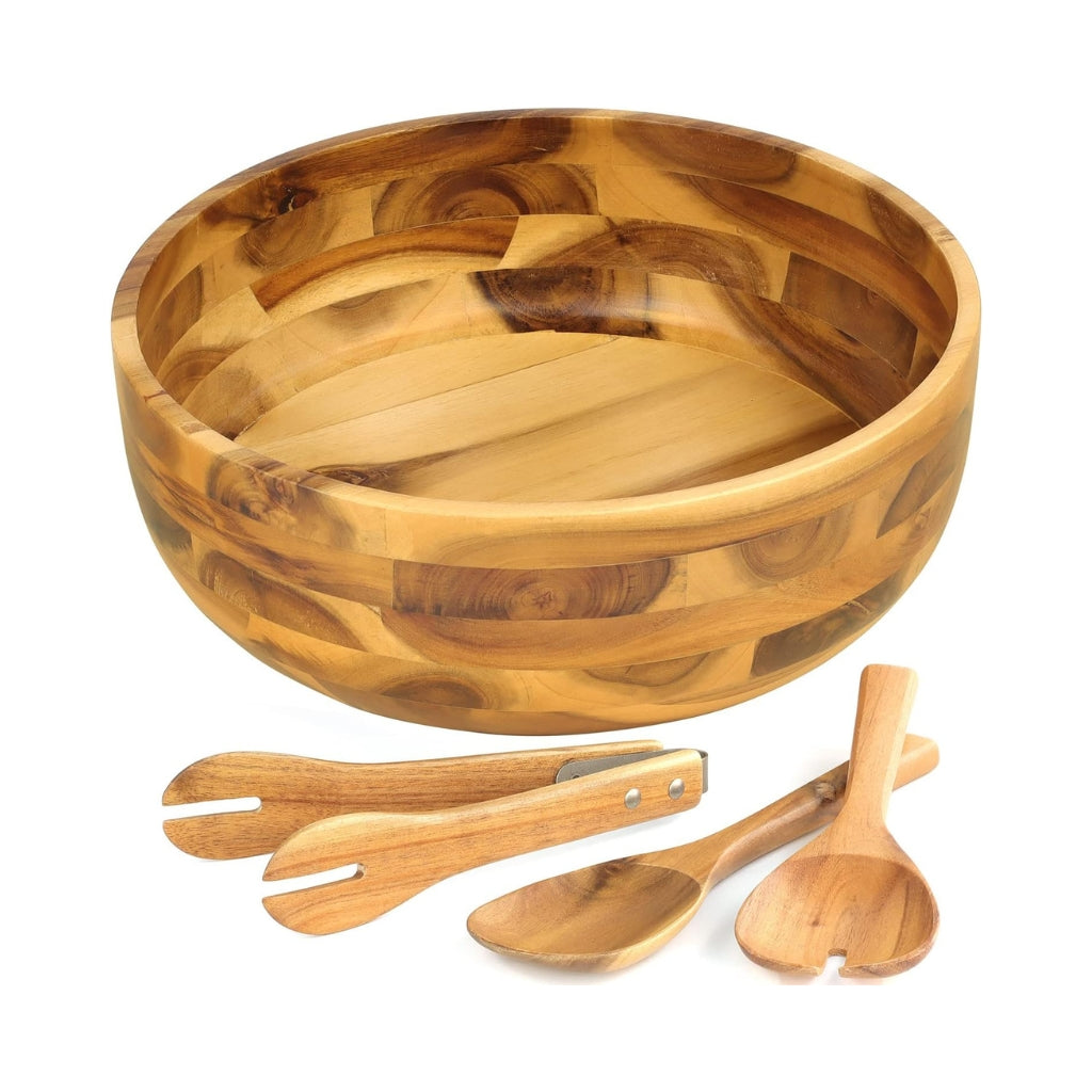 Gravoks Large Acacia Wood Salad Serving Bowl Set, 11-inch