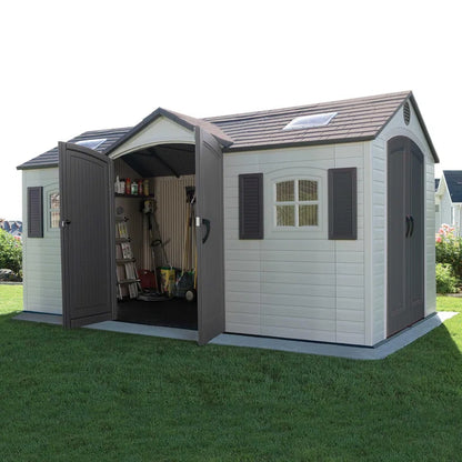 Lifetime 15 Ft. x 8 Ft. High-Density Polyethylene (Plastic) Outdoor Storage Shed with Steel-Reinforced Construction