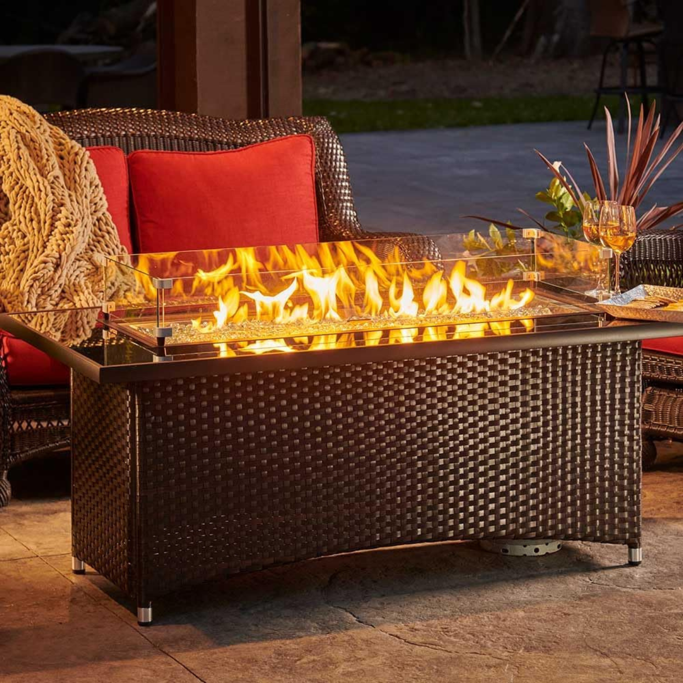 The Outdoor GreatRoom Company Montego 59-Inch Linear Propane Gas Fire Pit Table
