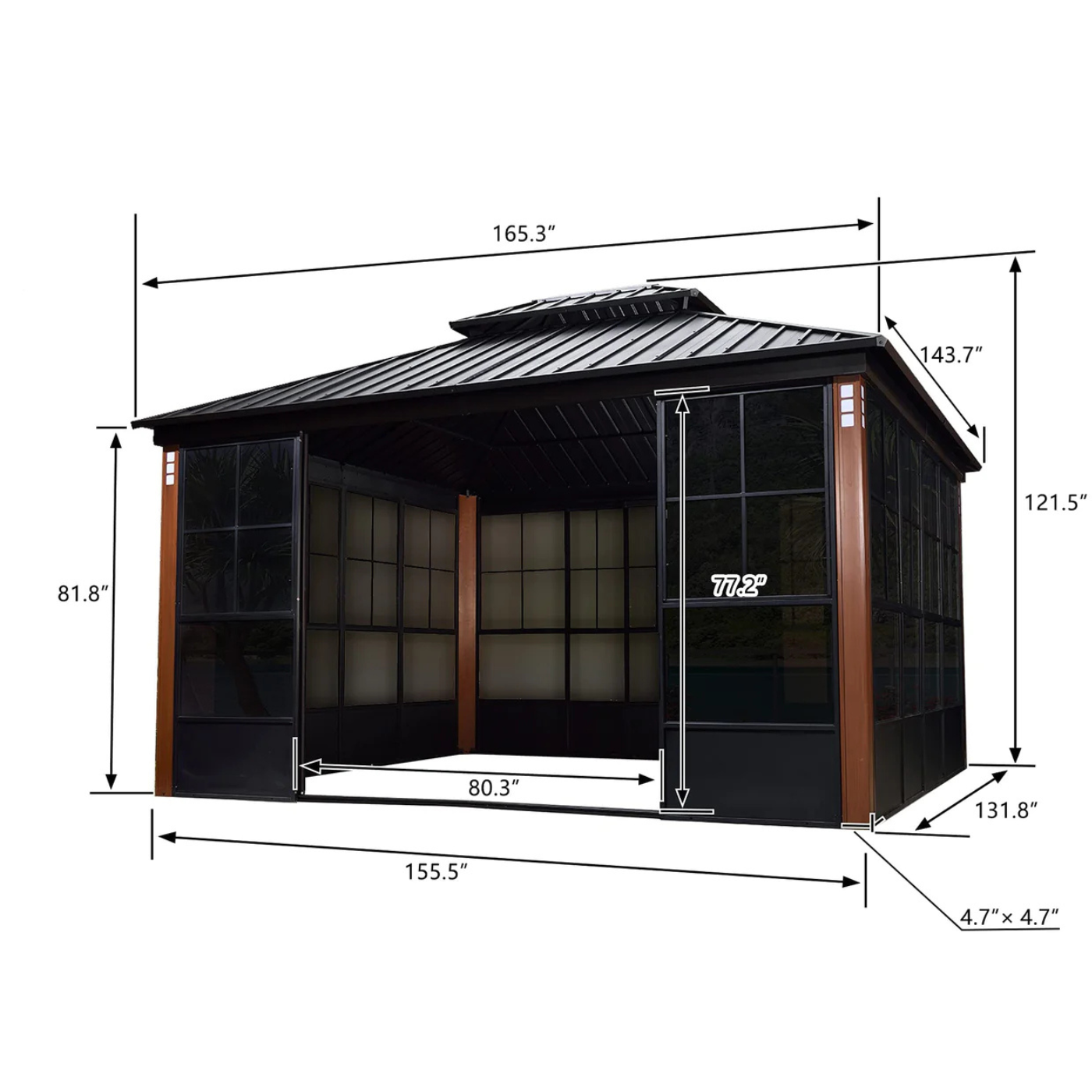 12′ x 14′ Hardtop Gazebo For Patio Screen House Backyard Sunroom