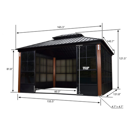 12′ x 14′ Hardtop Gazebo For Patio Screen House Backyard Sunroom