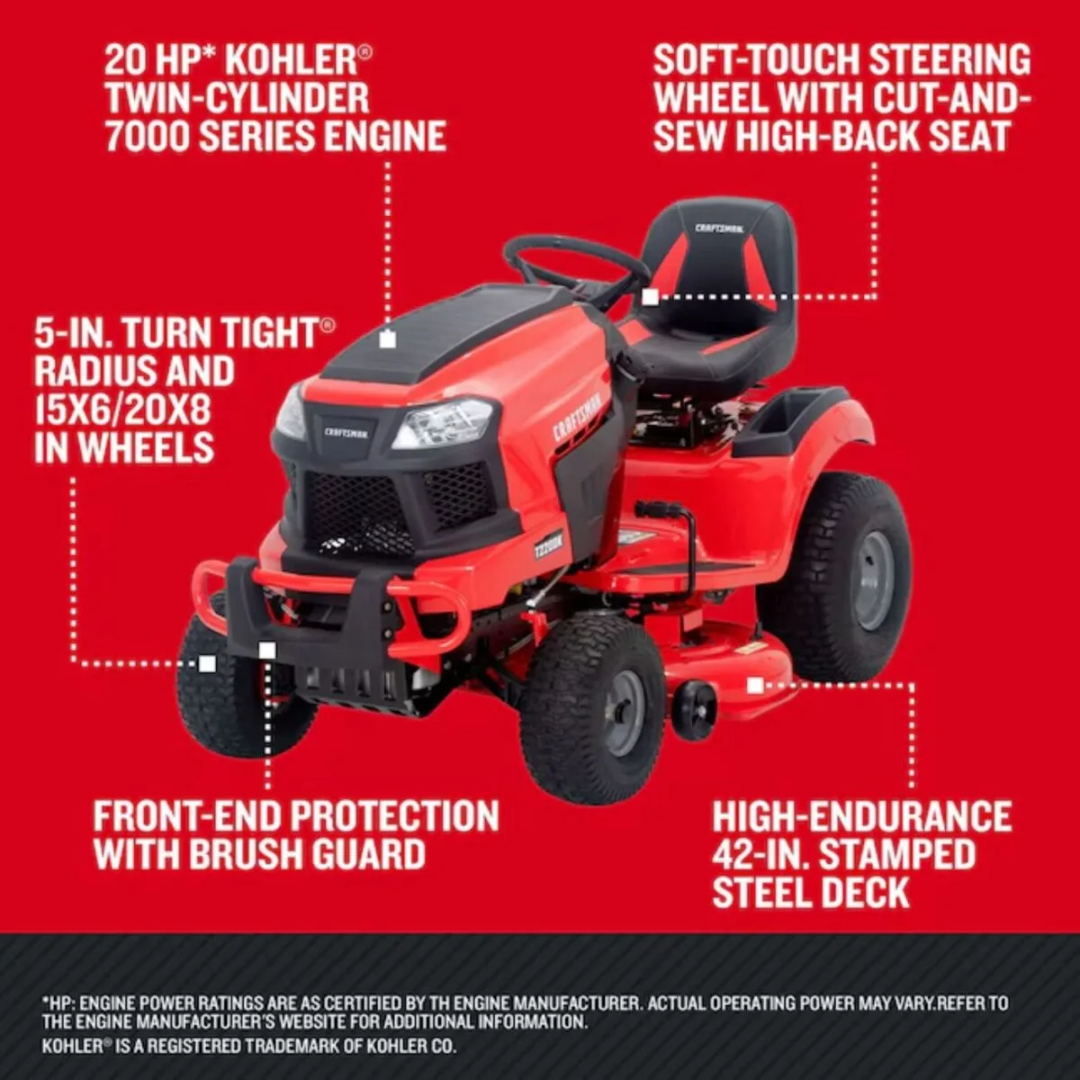 CRAFTSMAN 42-in 20-HP V-Twin Riding Lawn Mower