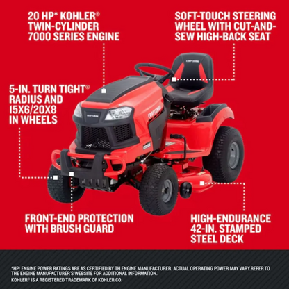 CRAFTSMAN 42-in 20-HP V-Twin Riding Lawn Mower
