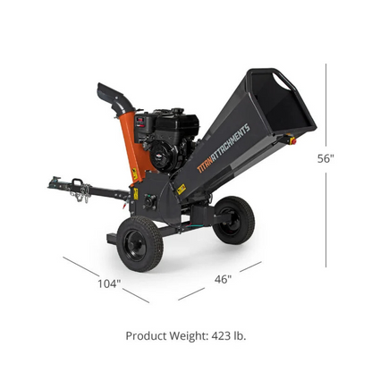 Titan Attachments 420cc 5in Diameter Tow-Behind Wood Chipper Shredder