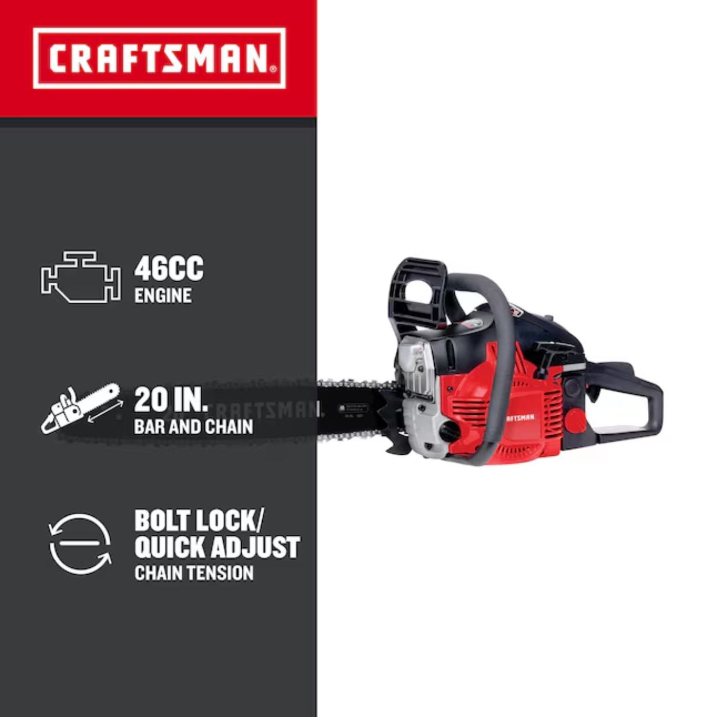 Craftsman S205 20 46cc 2-cycle Gas Powered Chainsaw