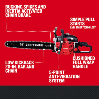 Craftsman S205 20 46cc 2-cycle Gas Powered Chainsaw