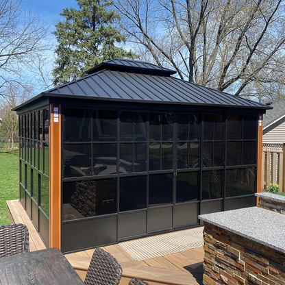 12′ x 14′ Hardtop Gazebo For Patio Screen House Backyard Sunroom