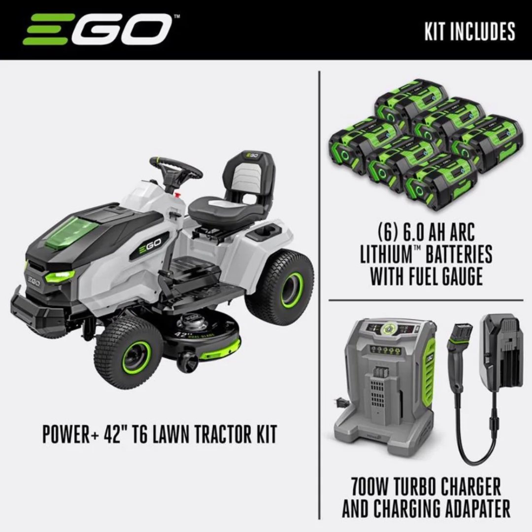 EGO Power+ T6 TR4204 42 in. 56 V Battery Riding Mower Kit