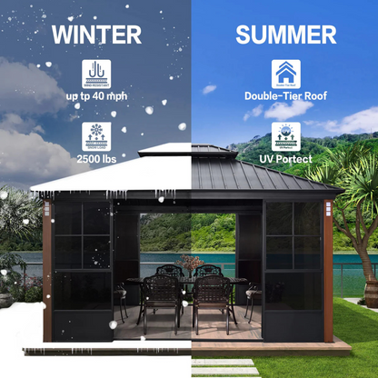 12′ x 14′ Hardtop Gazebo For Patio Screen House Backyard Sunroom
