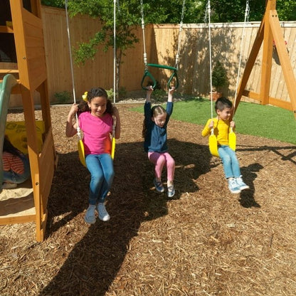 KidKraft Mockingbird View Wooden Swing Set / Playset with Tower, Hoop, Tunnel and Tire Swing