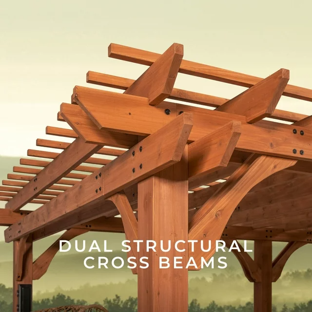 Backyard Discovery 20′ x 12′ Beaumont Pergola – Premium Cedar Wood, Sturdy & Elegant Design