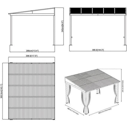 Sojag 500-9165470 10 x 12 ft. Portland No 53 Wall Gazebo Steel Roof